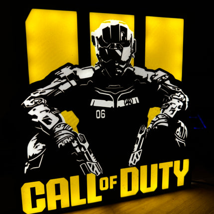 Lampe Call of Duty - Lightbox 3D LED | Design Noir, Jaune & Blanc | USB