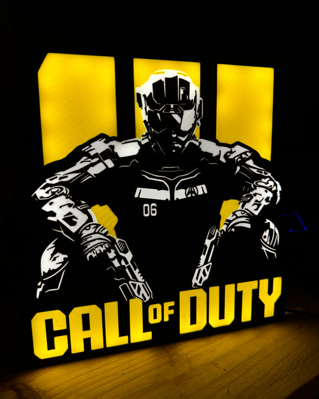 Lampe Call of Duty - Lightbox 3D LED | Design Noir, Jaune & Blanc | USB