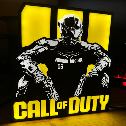 Lampe Call of Duty - Lightbox 3D LED | Design Noir, Jaune & Blanc | USB
