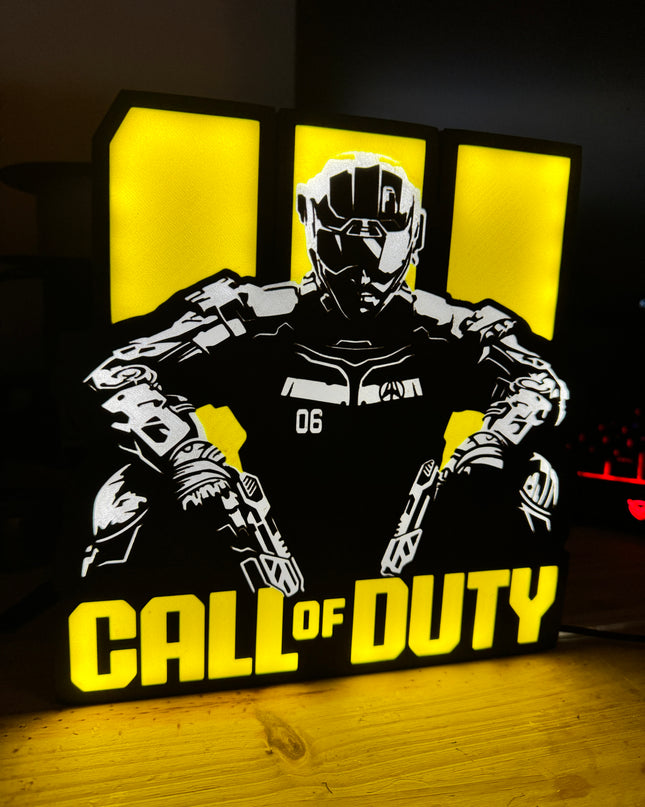Lampe Call of Duty - Lightbox 3D LED | Design Noir, Jaune & Blanc | USB