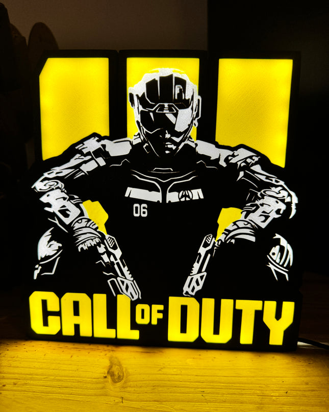 Lampe Call of Duty - Lightbox 3D LED | Design Noir, Jaune & Blanc | USB