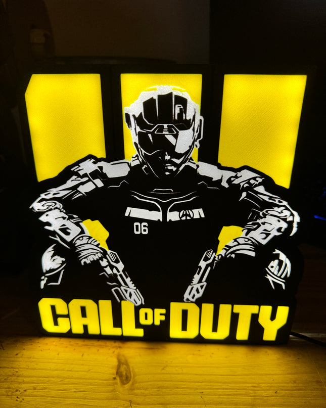 Lampe Call of Duty - Lightbox 3D LED | Design Noir, Jaune & Blanc | USB
