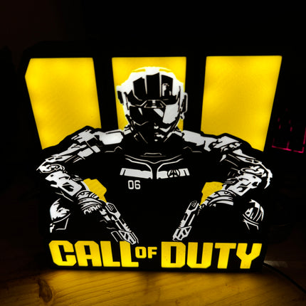 Lampe Call of Duty - Lightbox 3D LED | Design Noir, Jaune & Blanc | USB