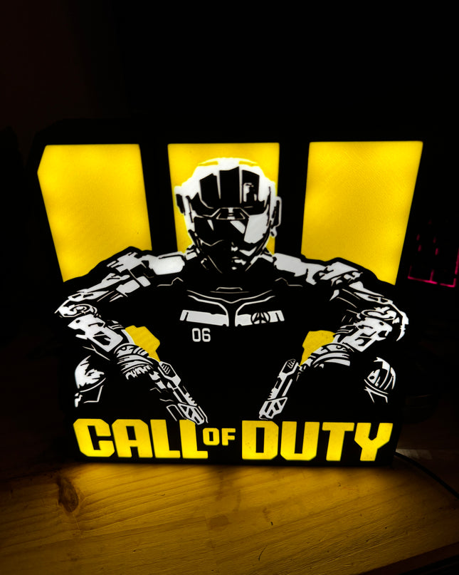Lampe Call of Duty - Lightbox 3D LED | Design Noir, Jaune & Blanc | USB