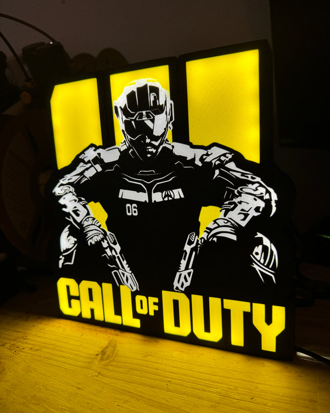 Lampe Call of Duty - Lightbox 3D LED | Design Noir, Jaune & Blanc | USB