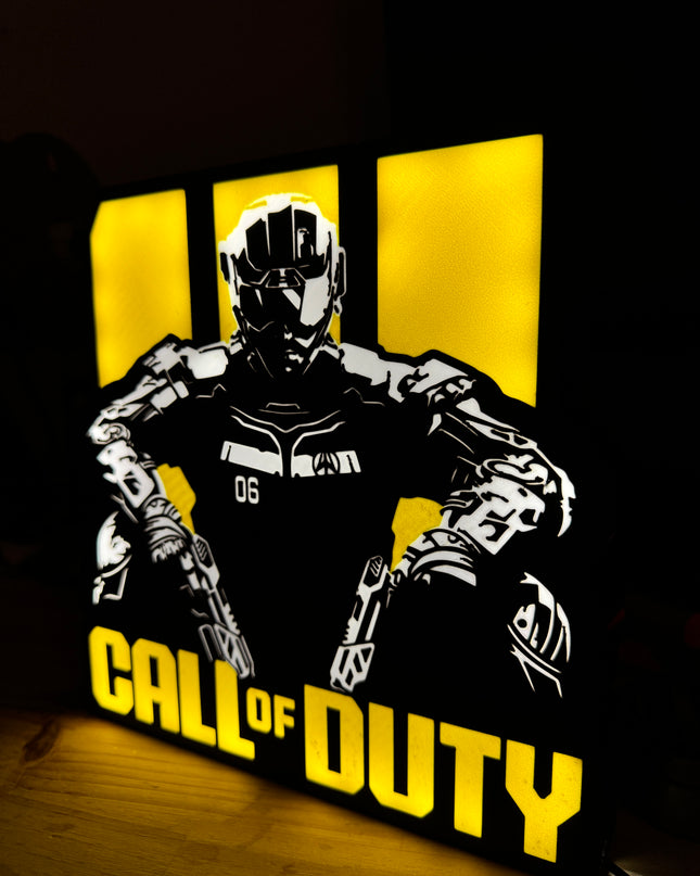 Lampe Call of Duty - Lightbox 3D LED | Design Noir, Jaune & Blanc | USB