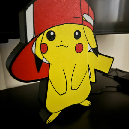 Lampe Pokémon Casquette - Lightbox 3D LED | Design Noir, Rouge, Blanc & Jaune | USB