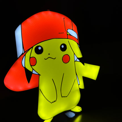 Lampe Pokémon Casquette - Lightbox 3D LED | Design Noir, Rouge, Blanc & Jaune | USB