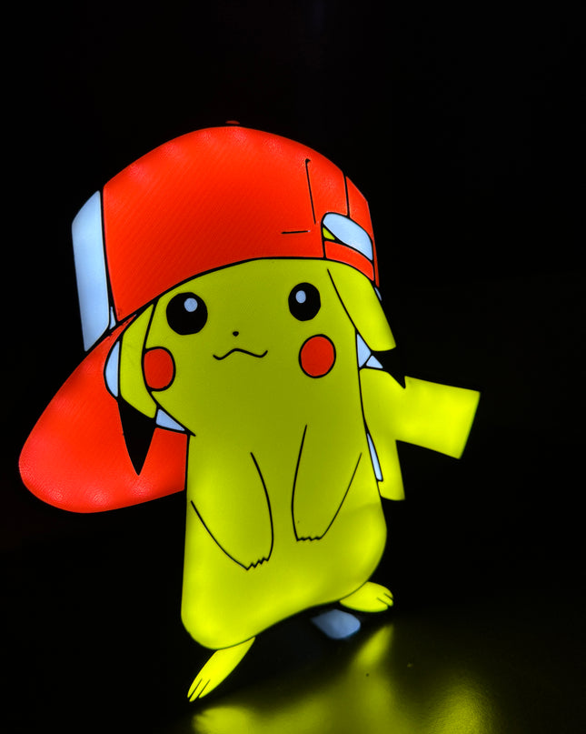 Lampe Pokémon Casquette - Lightbox 3D LED | Design Noir, Rouge, Blanc & Jaune | USB