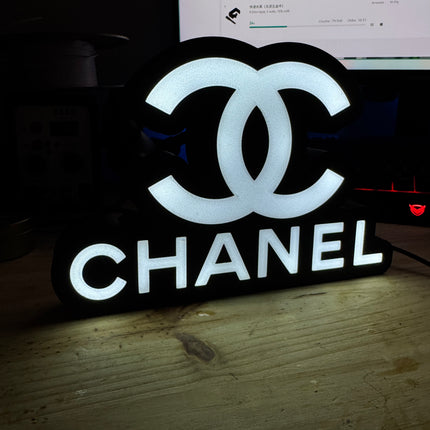Lampe Chanel - Lightbox 3D LED | Design Élégant Noir & Blanc | USB