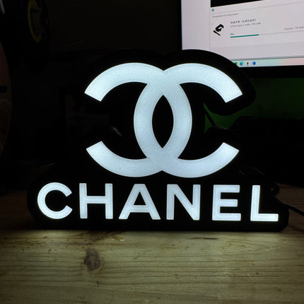 Lampe Chanel - Lightbox 3D LED | Design Élégant Noir & Blanc | USB
