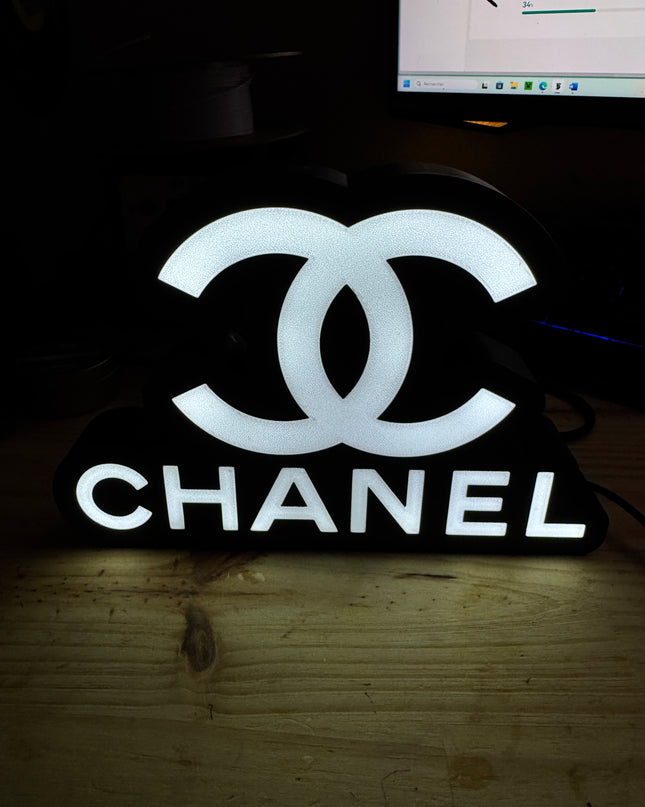 Lampe Chanel - Lightbox 3D LED | Design Élégant Noir & Blanc | USB
