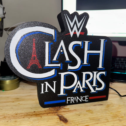 Lampe Clash in Paris - Lightbox 3D LED | Design Noir, Bleu, Blanc & Rouge | USB