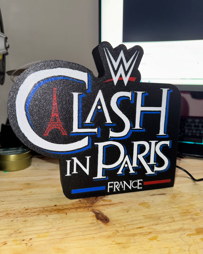 Lampe Clash in Paris - Lightbox 3D LED | Design Noir, Bleu, Blanc & Rouge | USB