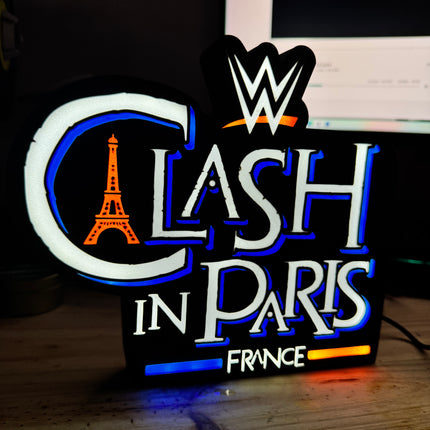 Lampe Clash in Paris - Lightbox 3D LED | Design Noir, Bleu, Blanc & Rouge | USB