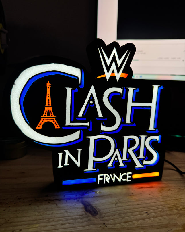 Lampe Clash in Paris - Lightbox 3D LED | Design Noir, Bleu, Blanc & Rouge | USB