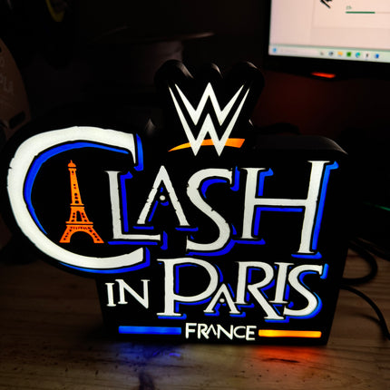 Lampe Clash in Paris - Lightbox 3D LED | Design Noir, Bleu, Blanc & Rouge | USB