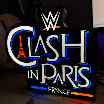 Lampe Clash in Paris - Lightbox 3D LED | Design Noir, Bleu, Blanc & Rouge | USB