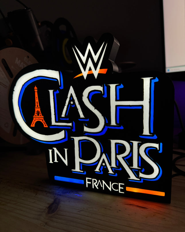 Lampe Clash in Paris - Lightbox 3D LED | Design Noir, Bleu, Blanc & Rouge | USB