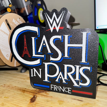 Lampe Clash in Paris - Lightbox 3D LED | Design Noir, Bleu, Blanc & Rouge | USB