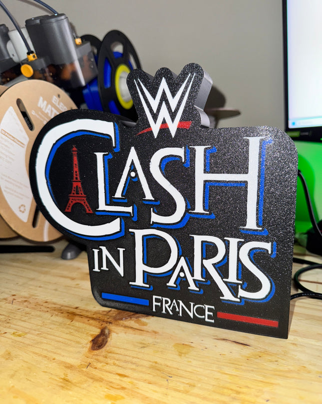 Lampe Clash in Paris - Lightbox 3D LED | Design Noir, Bleu, Blanc & Rouge | USB