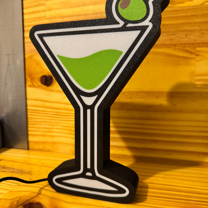 Lampe Cocktail - Lightbox 3D LED | Design Noir, Blanc & Vert | USB