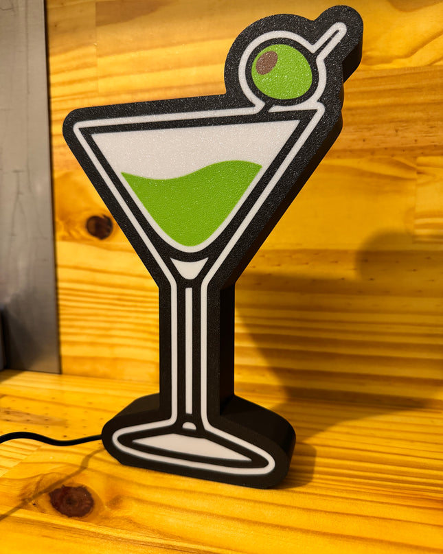 Lampe Cocktail - Lightbox 3D LED | Design Noir, Blanc & Vert | USB