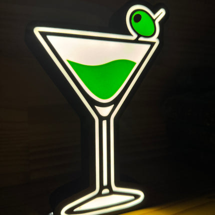 Lampe Cocktail - Lightbox 3D LED | Design Noir, Blanc & Vert | USB