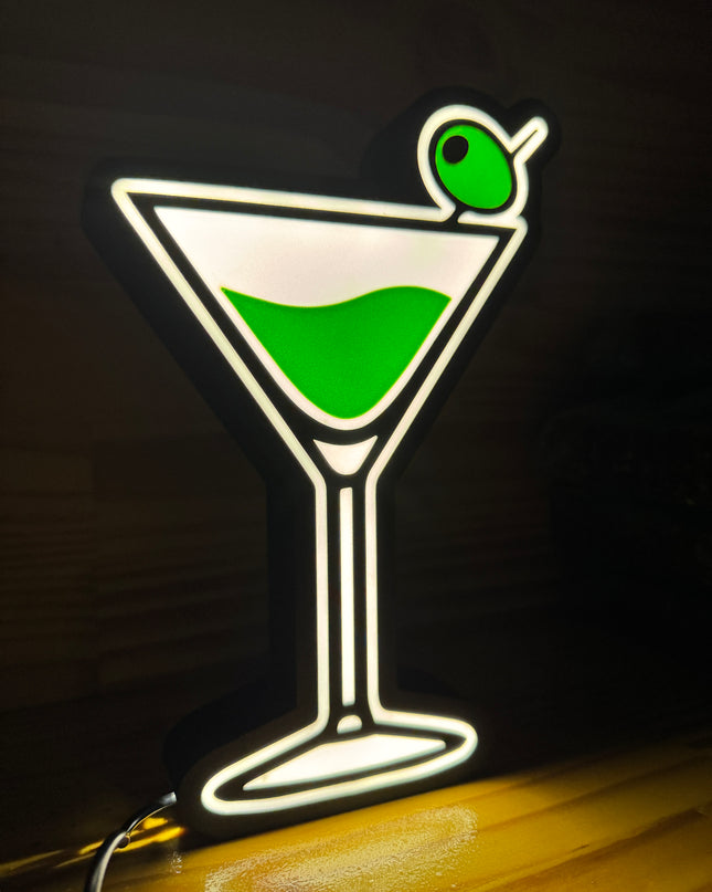 Lampe Cocktail - Lightbox 3D LED | Design Noir, Blanc & Vert | USB