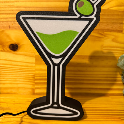 Lampe Cocktail - Lightbox 3D LED | Design Noir, Blanc & Vert | USB