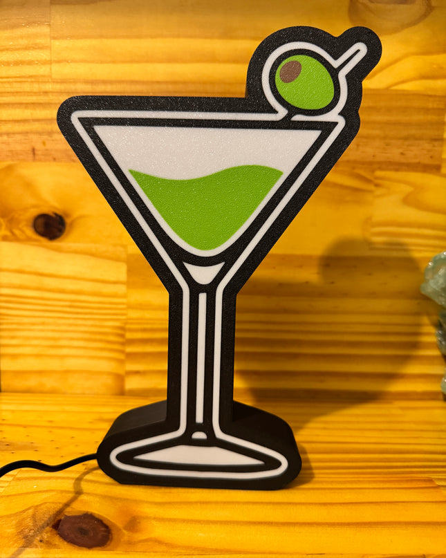 Lampe Cocktail - Lightbox 3D LED | Design Noir, Blanc & Vert | USB
