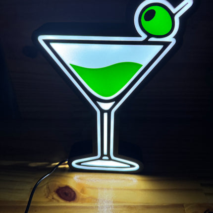 Lampe Cocktail - Lightbox 3D LED | Design Noir, Blanc & Vert | USB