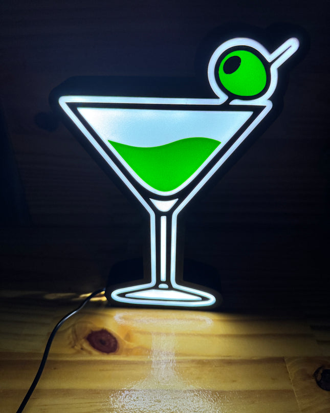 Lampe Cocktail - Lightbox 3D LED | Design Noir, Blanc & Vert | USB