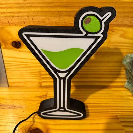 Lampe Cocktail - Lightbox 3D LED | Design Noir, Blanc & Vert | USB