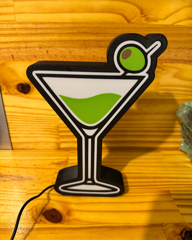 Lampe Cocktail - Lightbox 3D LED | Design Noir, Blanc & Vert | USB