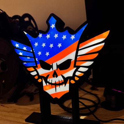 Lampe Cody Rhodes sur Pied - Lightbox 3D LED | Design Noir, Bleu, Blanc & Rouge | USB