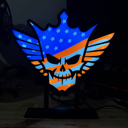 Lampe Cody Rhodes sur Pied - Lightbox 3D LED | Design Noir, Bleu, Blanc & Rouge | USB