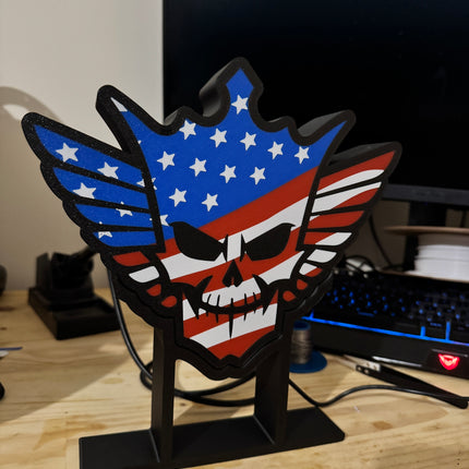 Lampe Cody Rhodes sur Pied - Lightbox 3D LED | Design Noir, Bleu, Blanc & Rouge | USB