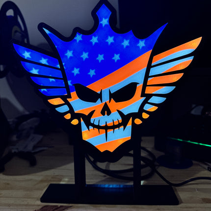 Lampe Cody Rhodes sur Pied - Lightbox 3D LED | Design Noir, Bleu, Blanc & Rouge | USB