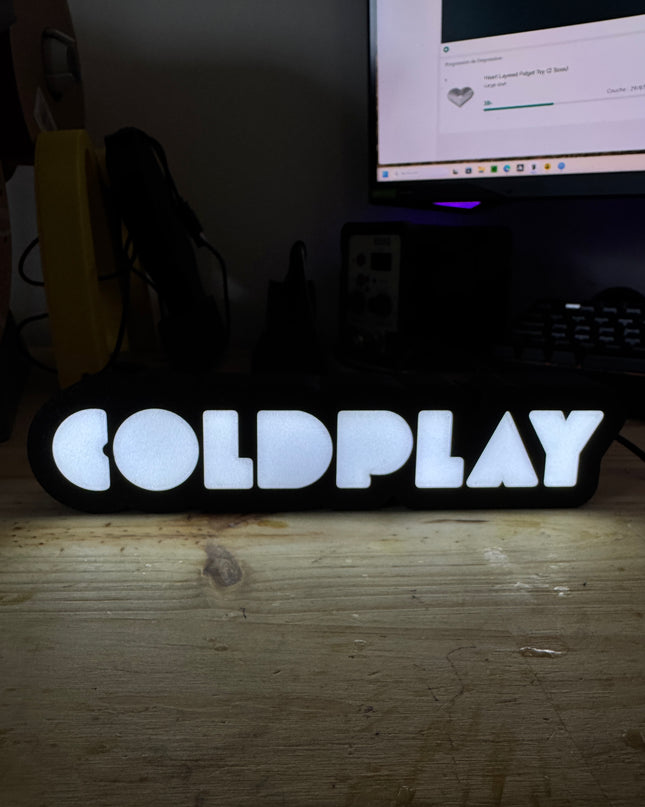 Lampe Coldplay - Lightbox 3D LED | Design Noir & Blanc | USB
