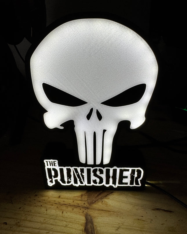 Lampe The Punisher - Lightbox 3D LED | Design Noir & Blanc | USB