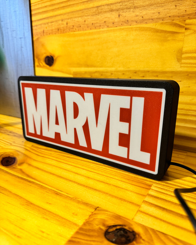 Lampe Marvel - Lightbox 3D LED | Design Noir, Rouge & Blanc | USB