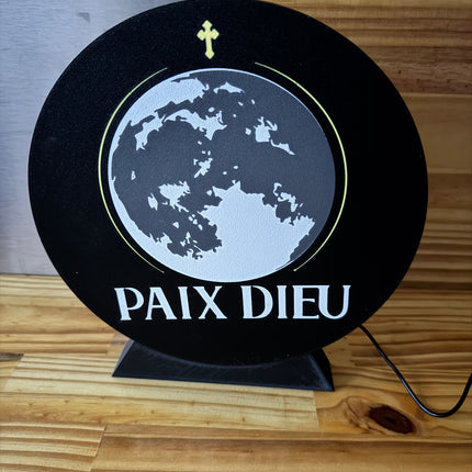 Lampe Paix Dieu - Lightbox 3D LED | Design Noir, Blanc, Jaune & Gris | USB