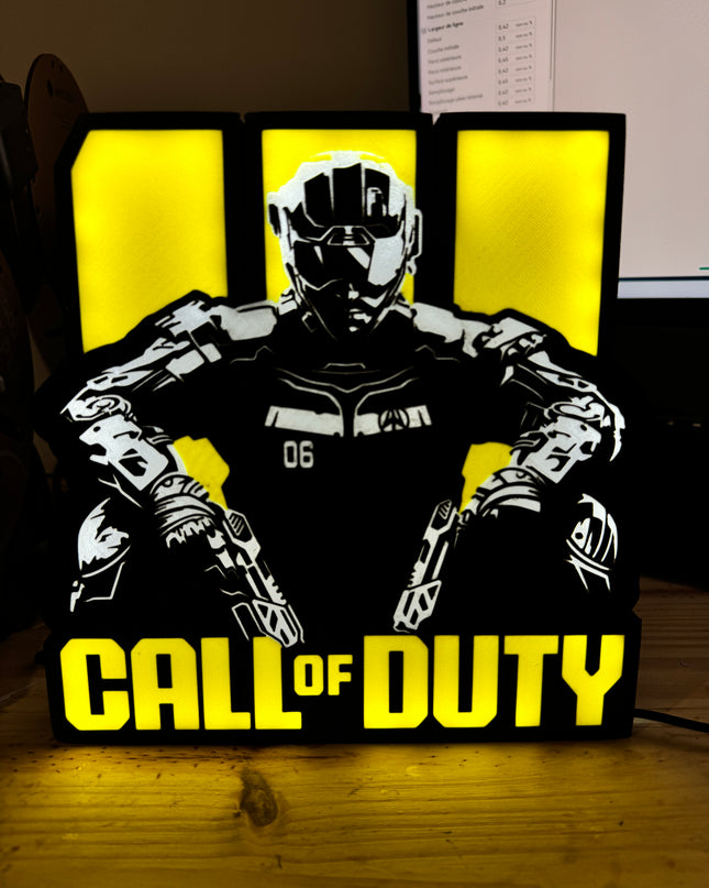 Lampe Call of Duty - Lightbox 3D LED | Design Noir, Jaune & Blanc | USB