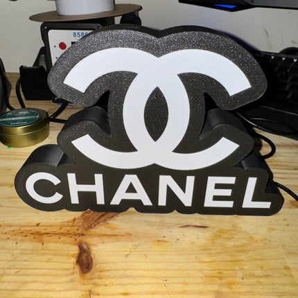 Lampe Chanel - Lightbox 3D LED | Design Élégant Noir & Blanc | USB