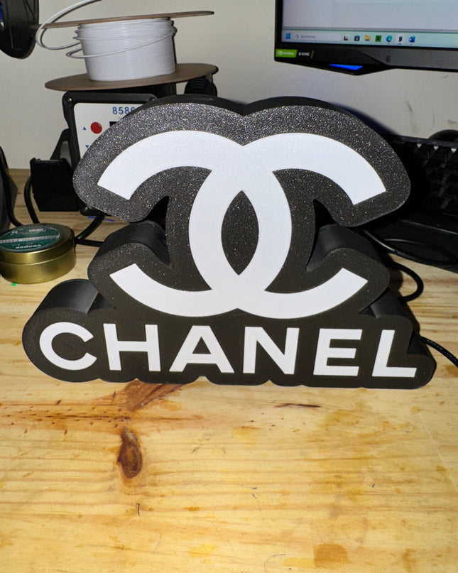 Lampe Chanel - Lightbox 3D LED | Design Élégant Noir & Blanc | USB
