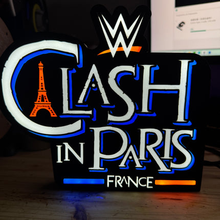 Lampe Clash in Paris - Lightbox 3D LED | Design Noir, Bleu, Blanc & Rouge | USB