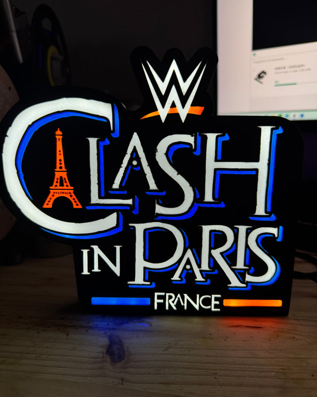 Lampe Clash in Paris - Lightbox 3D LED | Design Noir, Bleu, Blanc & Rouge | USB