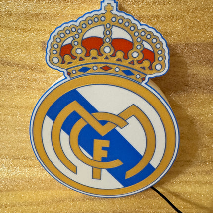 Lampe Real Madrid - Lightbox 3D LED | Design Blanc, Doré, Rouge & Bleu | USB