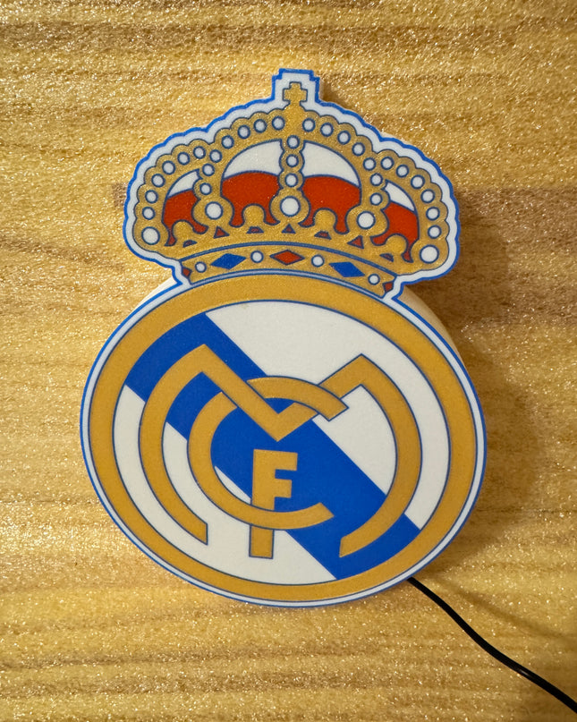 Lampe Real Madrid - Lightbox 3D LED | Design Blanc, Doré, Rouge & Bleu | USB